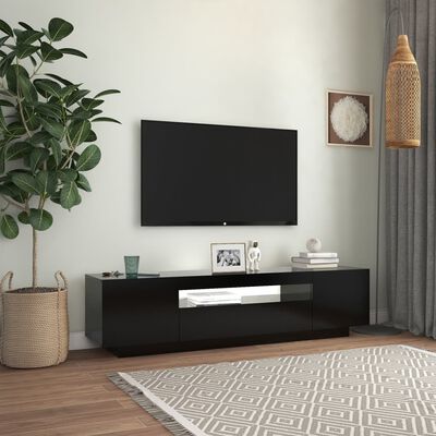 vidaXL TV skapītis ar LED apgaismojumu, 160x35x40 cm, melns