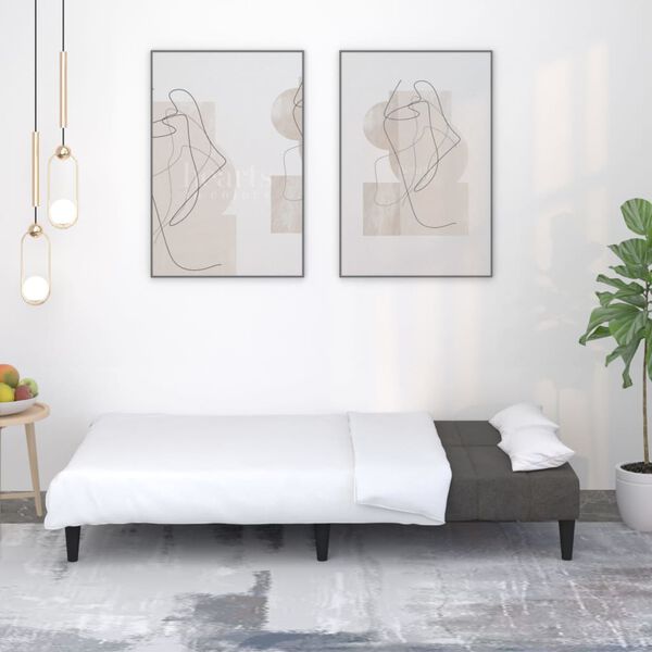 vidaXL divvietīga dīvāngulta, tum&scaron;i pelēks mikro&scaron;ķiedras audums