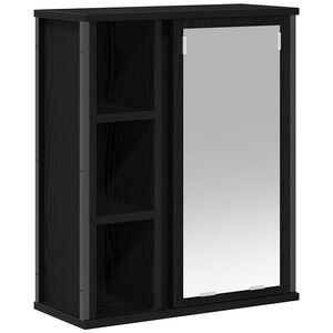vidaXL vannas istabas sienas skapis ar spoguli melns ozols 50x21x60 cm