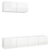 vidaXL 3-daļīgs TV skapītis, inženierijas koks, spīdīgi balts