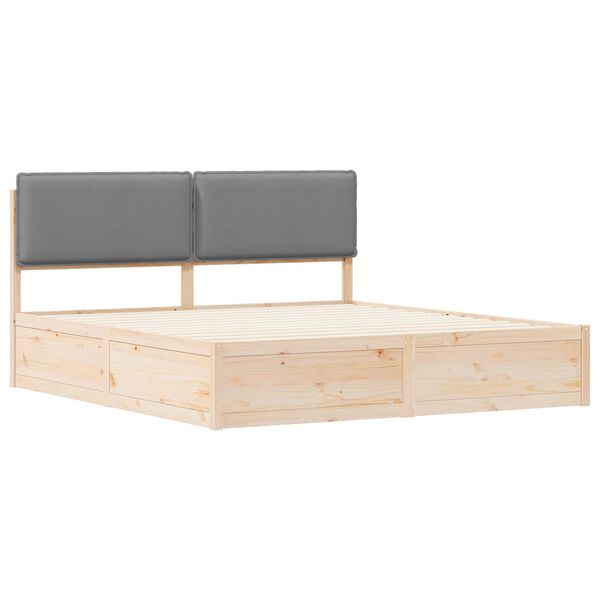 vidaXL Gultas rāmis ar polsterētu galvas balstu Gai&scaron;i pelēks