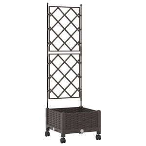 vidaXL Dārza kaste ar treli un riteņiem Brūna 40 x 40 x 131,5 cm PP