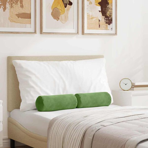 vidaXL Spilveni 2 pcs Gai&scaron;i zaļa &Oslash; 15 x 40 cm Korduroja audums