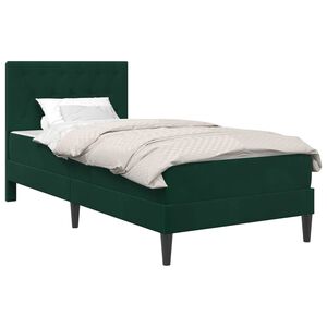 vidaXL Gultas rāmis ar matraci Tum&scaron;i zaļ&scaron; 80 x 200 cm Samts