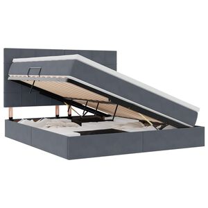 vidaXL Gulta ar uzglabā&scaron;anas vietu un LED Tum&scaron;i pelēks 180 x 200 cm