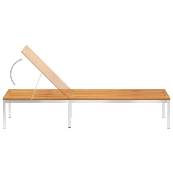 vidaXL sauļo&scaron;anās zvilnis ar matraci, akācija, nerūsējo&scaron;s tērauds