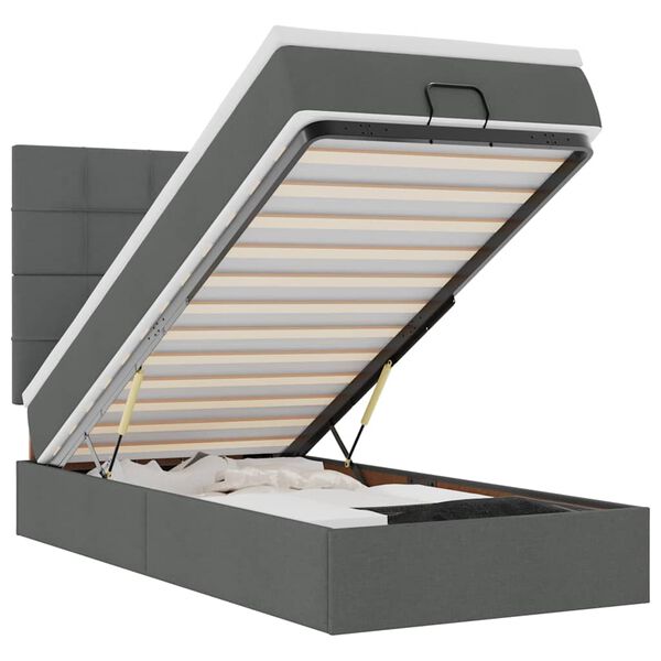 vidaXL Osmaņu gulta ar matraci & LEDs, tum&scaron;i pelēks, 80x200 cm, audums