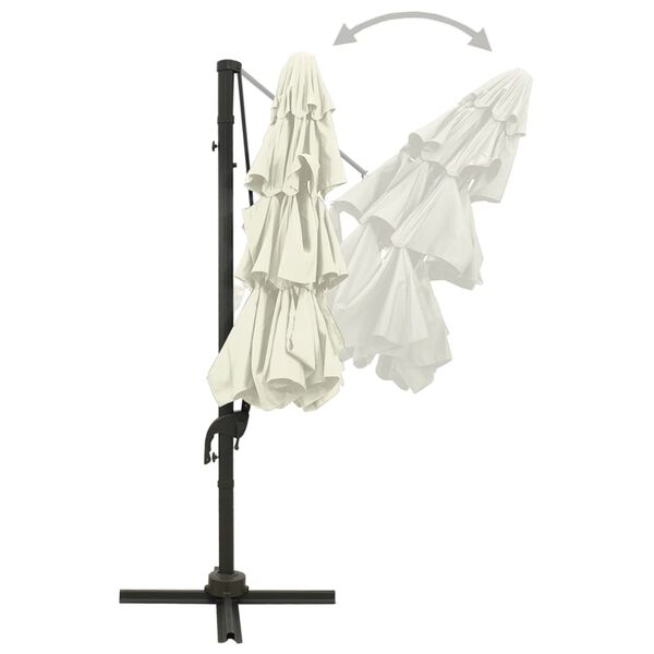 vidaXL 4-līmeņu saulessargs ar alumīnija kātu, 3x3 m, smilšu krāsa