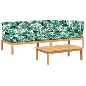 vidaXL trīsdaļīgs dārza palešu dīvāns, spilveni, akācijas masīvkoks