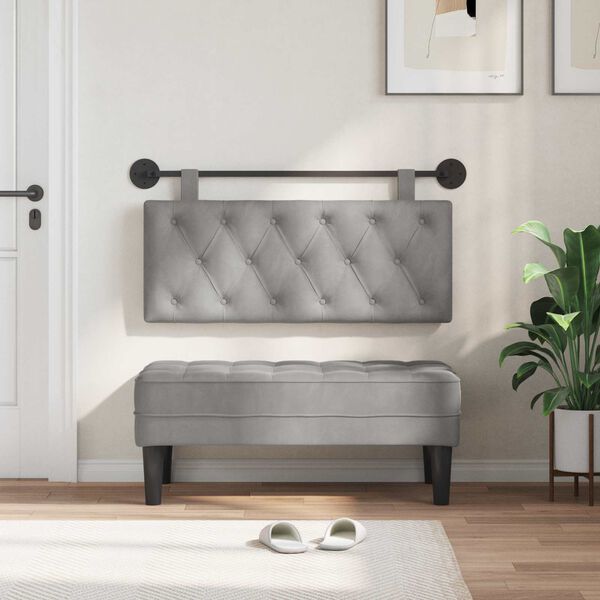 vidaXL Karājo&scaron;s galvgalis Gai&scaron;i pelēks 110 x 55 x 7 cm Samts