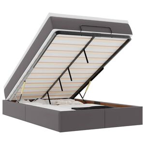 vidaXL Osmaņu gultas rāmis ar matrača pelēks 120x190cm mākslīgā āda