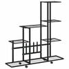 vidaXL puķu statīvs ar riteņiem, 94,5x25x92,5 cm, melns metāls