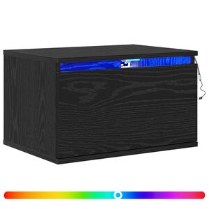 vidaXL Sienā piestiprināms naktsgaldiņ&scaron; Melns ozolkoks 50 x 36 x 30 cm