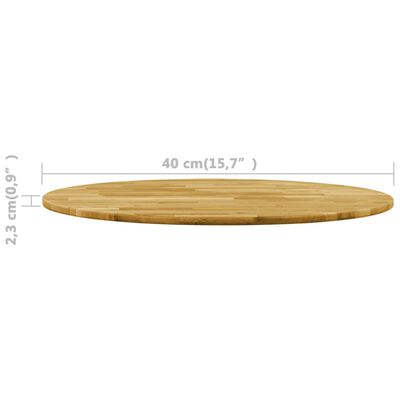 vidaXL galda virsma, 400 mm, 23 mm, apaļa, ozola masīvkoks