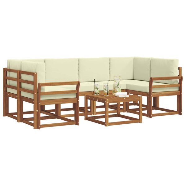 vidaXL Āra dīvānu komplekts ar spilvenu 7 pcs Dabisks un krējuma