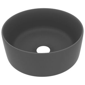 vidaXL izlietne, apaļa, 40x15 cm, matēta tum&scaron;i pelēka keramika
