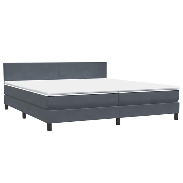 vidaXL Box Spring Gulta ar matrača Tum&scaron;i pelēka 200x210 cm samts