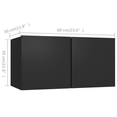 vidaXL 3-daļīgs TV skapīšu komplekts, melns, skaidu plāksne