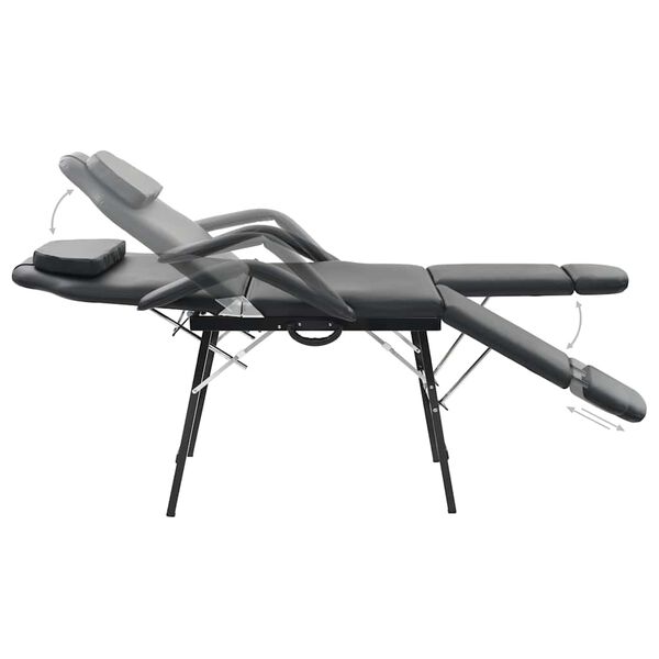 vidaXL kosmetoloģijas krēsls, mākslīgā āda, 185x78x76 cm, melns