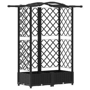 vidaXL Pacelta gulta ar treliem un jumtu Melns 124 x 40 x 126 cm PP