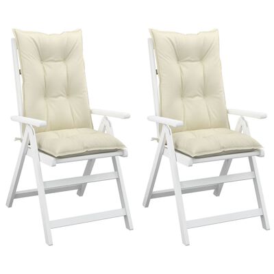 vidaXL dārza krēslu spilveni, 2 gab., krēmkrāsas, 120x50x7 cm, audums