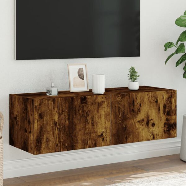 vidaXL TV plaukti ar LED lampiņām, 100x35x31 cm, ozolkoka krāsā
