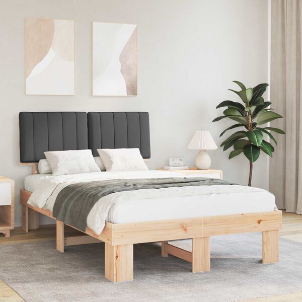 vidaXL Gultas rāmis ar polsterētu galvas balstu Tum&scaron;i pelēks