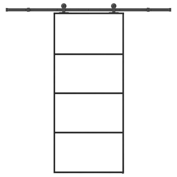 vidaXL bīdāmās durvis ar stiprinājumiem, stikls, alumīnijs, 90x205 cm