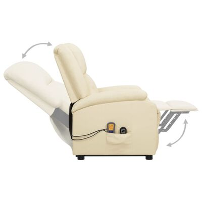 vidaXL masāžas krēsls, paceļams, krēmkrāsas mākslīgā āda