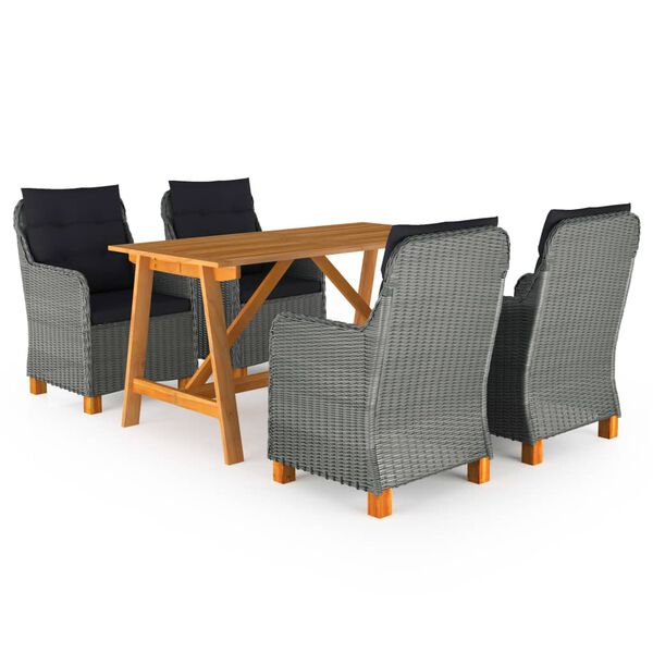 vidaXL 5-daļīgs dārza mēbeļu komplekts, gai&scaron;i pelēks