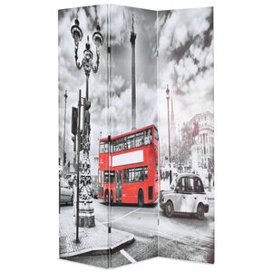 vidaXL istabas aizslietnis, 120x170 cm, saliekams, Londona, melnbalts