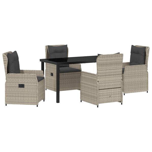 vidaXL Dārza ēdamgalds 5 pcs Gai&scaron;i pelēks poliratāns