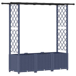 vidaXL Pacelta gulta ar treliem un jumtu Pelēks 162,5 x 40 x 138 cm PP
