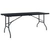 vidaXL saliekams dārza galds, melns, 180x75x72 cm, melns HDPE