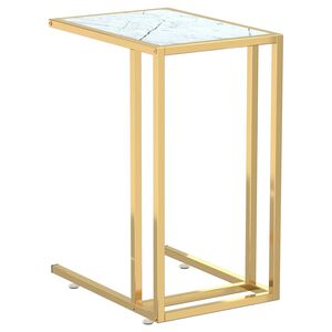 vidaXL datorgaldiņ&scaron;, 50x35x65 cm, balts marmora raksts, rūdīts stikls