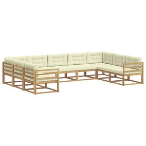 vidaXL Āra dīvānu komplekts ar spilvenu 9 pcs Balta un krēmkrāsas