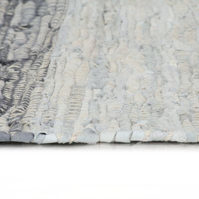 vidaXL Chindi paklājs, pelēks, 80x160 cm, pīts ar rokām, āda