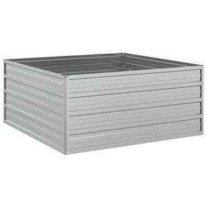 vidaXL augstā puķu kaste, 100x100x45 cm, cinkots tērauds, sudrabains