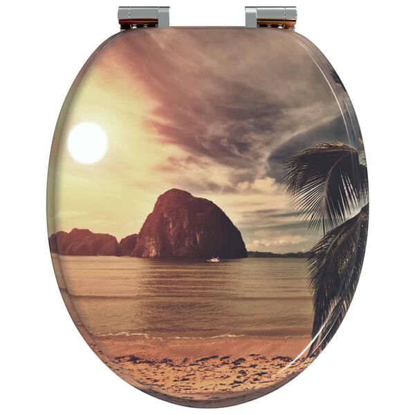 vidaXL Mīksta aizvēr&scaron;anās tualetes sēdeklis Oranža 44 x 38 cm