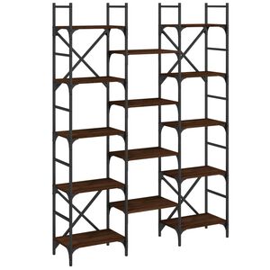 vidaXL grāmatplaukts, brūns, 127,5x28,5x172,5 cm, inženierijas koks