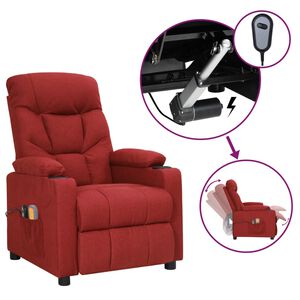 vidaXL elektrisks masāžas krēsls, vīnsarkans audums