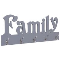 vidaXL sienas drēbju pakaramais FAMILY, pelēks, 74x29,5 cm