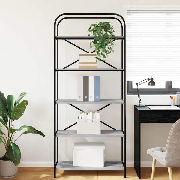 vidaXL Grāmatu plaukts Pelēks Sonoma 80 x 30 x 183 cm