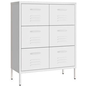 vidaXL atvilktņu skapītis, 80x35x101,5 cm, tērauds, balts