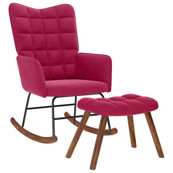 vidaXL &Scaron;ūpuļkrēsls ar Stool Wine Red Velvet