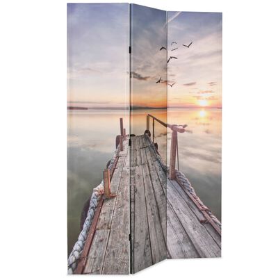 vidaXL istabas aizslietnis, 120x170 cm, saliekams, ezera ainava