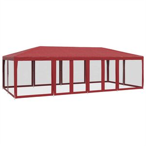 vidaXL svinību telts, ar 12 sieta sienām, 8x4 m, sarkana, HDPE