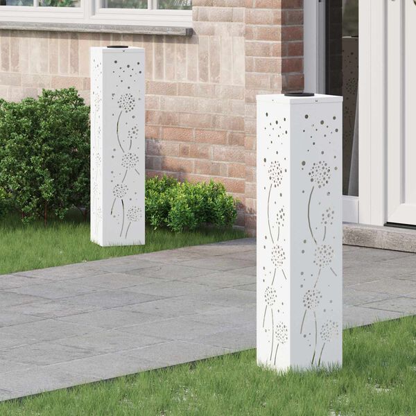 vidaXL Saules LED ceļa gaisma 2 pcs Balts Auksti velmēts tērauds