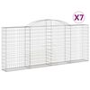 vidaXL arkveida gabiona grozi, 7 gb., 300x30x120/140cm, cinkota dzelzs