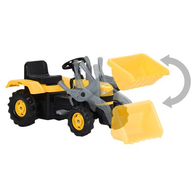 vidaXL bērnu traktors ar ekskavatoru, dzeltens un melns